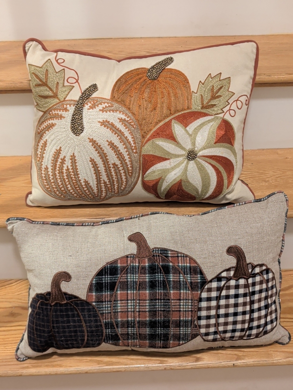 Autumn Pumpkin Accent Pillow Ls- Neutral & Orange Fall Decor..Smoke Free Home